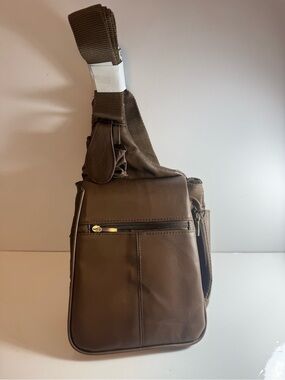 Buxton Brown Genuine Leather Crossbody Sling Back Crossbody Purse Bag Vintagenew